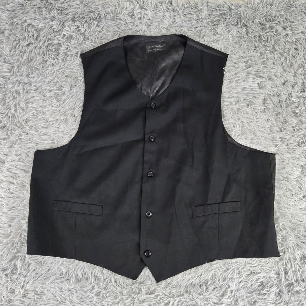 Vittorio St Angelo Mens 56R Black Adjustable Back Formal‎ Suit Vest Waistcoat